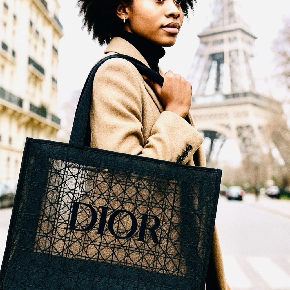 Dior VIP GWP Beauty Elegant Black Cannage Mesh Velvet Tote New